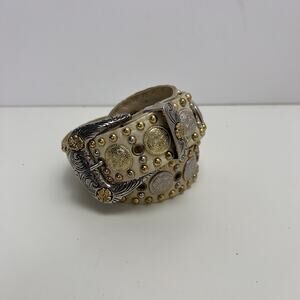 Women's Sand Castle USA Vintage Gold Leather Coin 42 inch Belt Cream